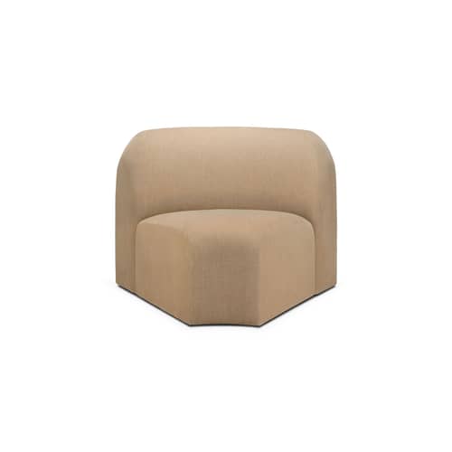 Divano modulabile Bulky tessuto beige / Modulo con angoli arrotondati a 45° - Ethnicraft - Beige chiaro - Fibra, Legno, Schiuma PU ad alta densità, Tessuto