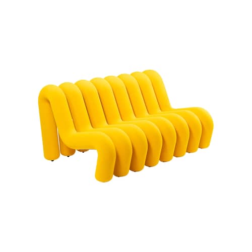 Sofa Extra Bold Sofa textil gelb / 2-Sitzer - L 148 cm (8 Röhren) - Moustache - Gelb - Kaltschaum, Stahl, Wolle
