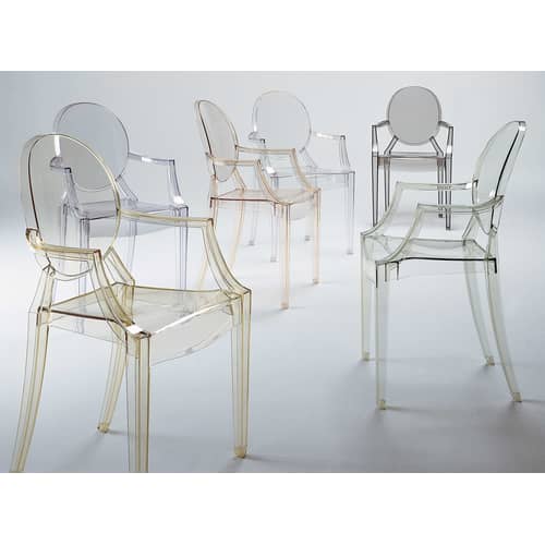 Stackable armchair Louis Ghost Kartell transparent / Set of 4