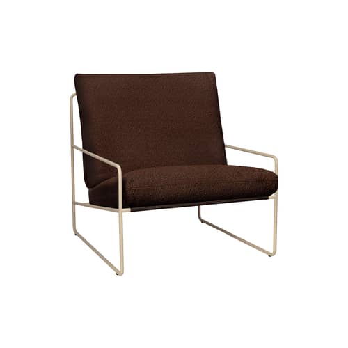 Fauteuil rembourré Desert tissu marron - Ferm Living - Brun Châtaigne (Pure bouclé) / Beige Cachemire -  Ouate, Acier galvanisé, Mousse, Tissu bouclé outdoor