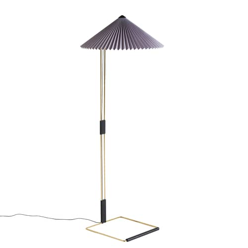 Lampadaire Matin tissu violet / Ø 50 x H 129 cm - Hay - Lavande - Acier plaqué laiton, Coton