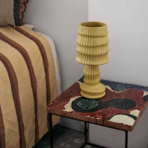 Lampe de table Ceramic céramique jaune - HK LIVING - Ocre - Céramique