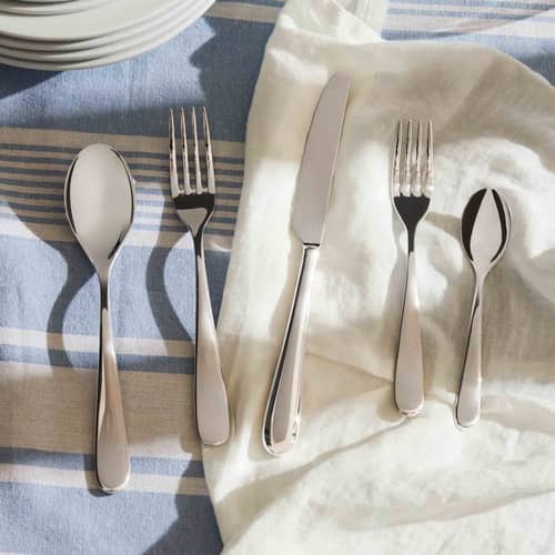 Ménagère Nuovo Milano métal / Coffret 24 couverts - Version monobloc - Alessi - Acier poli - Acier inoxydable poli