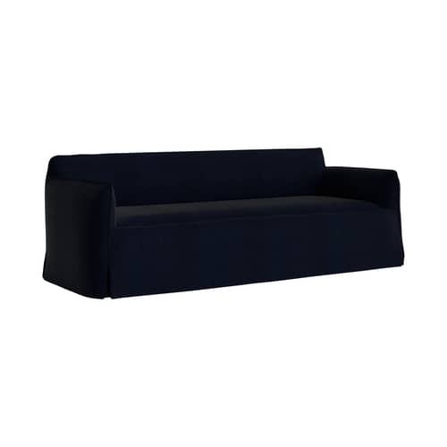 Divano destro Mimi tessuto blu / 3 posti - L 230 cm - Hay - Blu nero (tessuto Turf) - Legno, Schiuma di poliuretano, Tessuto