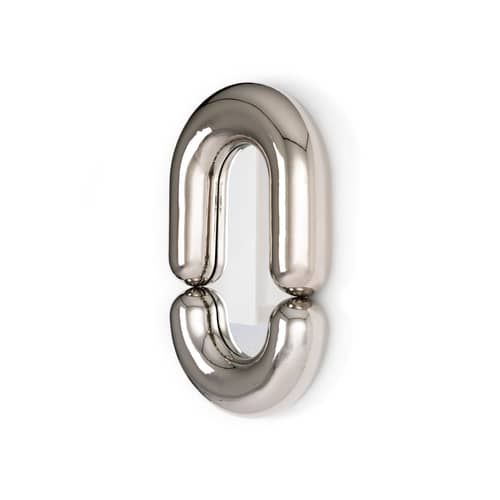 Miroir mural Zodiac Bumper Medium céramique argent métal /  L 55 x H 90 cm - Jean-Baptiste Fastrez, 2020 - Moustache - Argent - Céramique, Verre