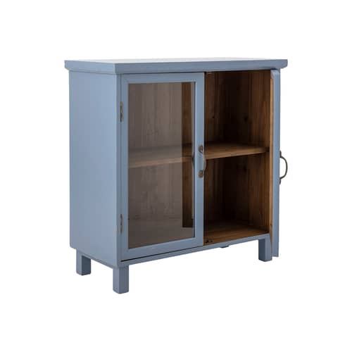 Mobile contenitore Hazem legno blu / L 80 x P 35 x H 80 cm - Bloomingville - Blu / interni in legno - Abete, Vetro temprato