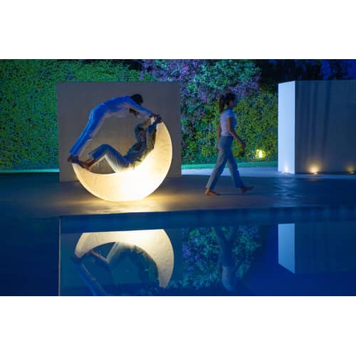 My Moon Outdoor floor lamp plastic material white / Luminous rocking chair - L 152 cm / Indoor-outdoor - Seletti - White - Polythene