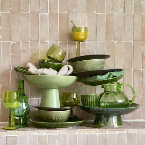 Piatto The emeralds ceramica verde / Set di 2 - Ø 27 cm - HK LIVING - Verde - Gres