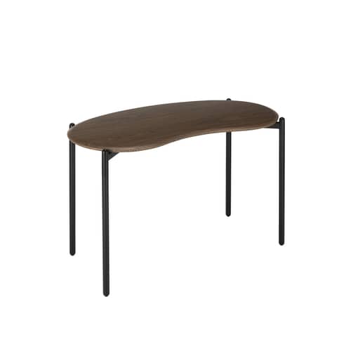 Schreibtisch Lunat holz natur / 119 x 59 cm - Nussbaum - Kartell - Nussbaum / Beine schwarz - bemalter Stahl, Nußbaumfurnier