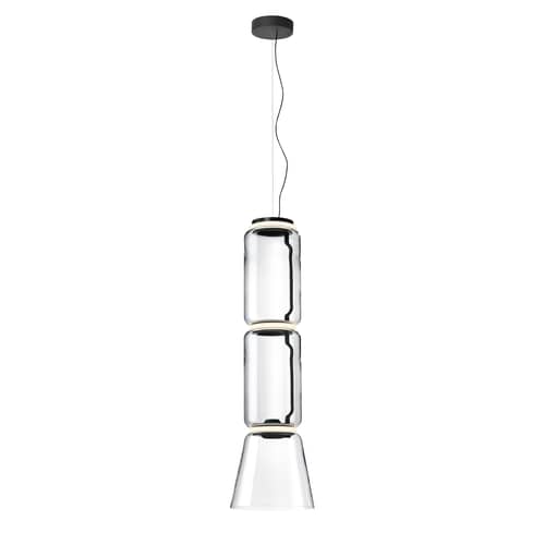 Suspension Noctambule Cône n°2 verre transparent / LED - Ø 36 x H 127 cm - Flos - H 127 cm / Transparent - Acier, Fonte d\'aluminium, Verre soufflé