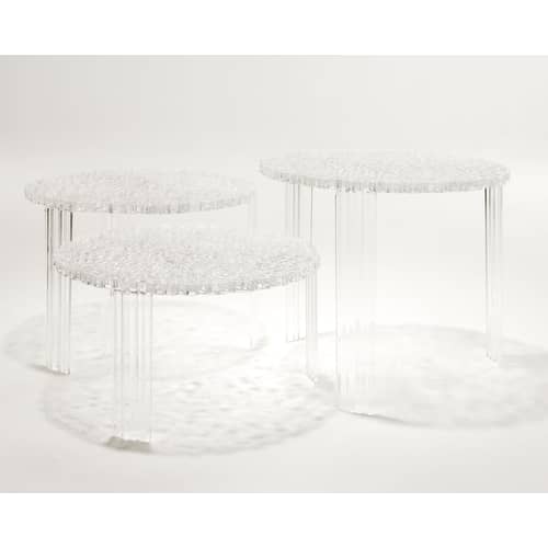 Table basse T-Table Basso plastique noir / Ø 50 x H 28 cm - Kartell - Noir opaque - PMMA