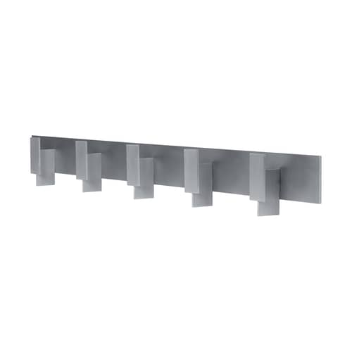 Wandgarderobe Lager metall silber / L 71 cm - 5 Wandhaken - Ferm Living - Gebürstetes Aluminium - gebürstetes Aluminium