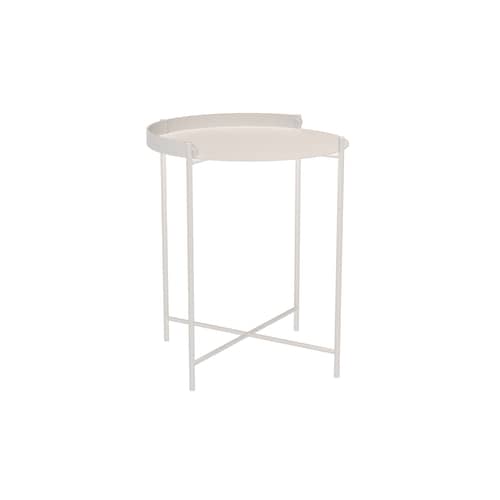 Beistelltisch Edge metall weiß / Klappbarer Griff -Ø 46 x H 53 cm - Houe - Tauber Weiß - thermolackierter Stahl