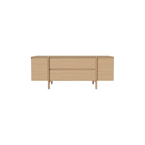 Buffet Daia bois naturel / L 180 cm - 2 tiroirs - Bolia - 2 tiroirs / Chêne huilé - Chêne massif, Placage chêne