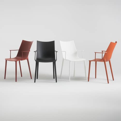 Chaise H.H.H plastique blanc / Soft touch - Recyclé - Kartell - Blanc mat (soft touch) - Technopolymère thermoplastique recyclé