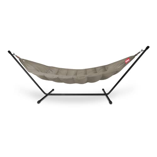 Headdemock Hammock with stand textile brown grey / Polyester - Fatboy - Taupe - Foam, Polyester fabric, Steel