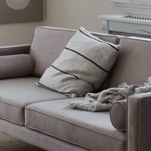 Housse de coussin Sigrid tissu beige / 50 x 50 cm - BROSTE COPENHAGEN - Beige rayé noir - Coton, Lin