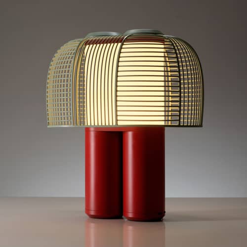 Lampada da tavolo Yasuke metallo verde / L 39,5 x H 43 cm - DCW éditions - Paralume Rosso / Verde - Acciaio, Alluminio, PMMA
