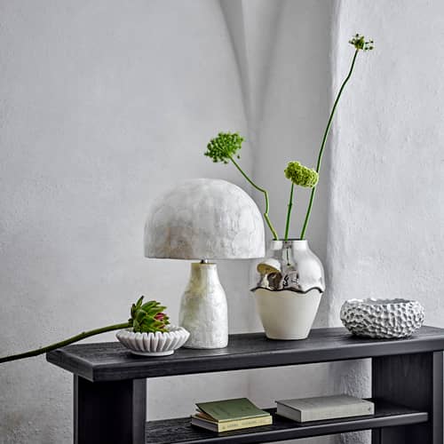 Lampe de table Adria / Coquille de capiz - H 43 cm - Bloomingville - Nacré (reflets beige-argentés) - Coquille de capiz