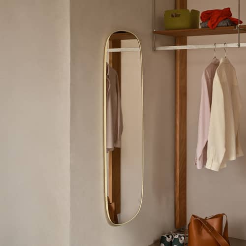 Miroir mural Framed XL métal beige / 150 x 50 cm - Muuto - Taupe - Acier thermolaqué, Verre