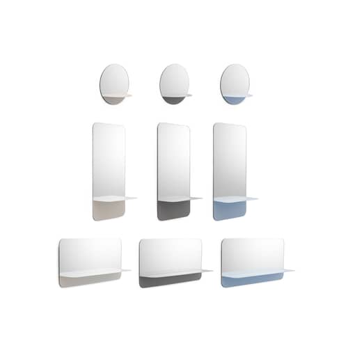 Miroir mural Horizon   Vertical métal verre blanc / Etagère - L 40 x H 80 cm - Normann Copenhagen - Etagère blanche - Acier laqué, Verre