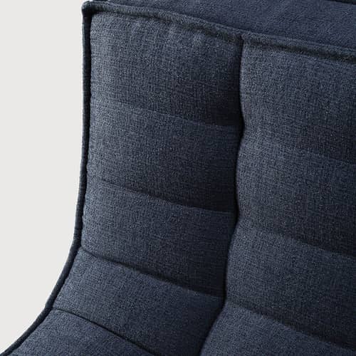 Sofa N701 textil grau / 2-Sitzer - L 140 cm / Recycling-Baumwolle - Ethnicraft - Graphitgrau - Holz, Recycelte Baumwolle, Schaumstoff