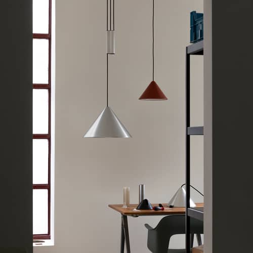 Compass Pendant metal / Adjustable height with counterweight - Ø 43 cm - Hay - Brushed aluminium - Brushed aluminium