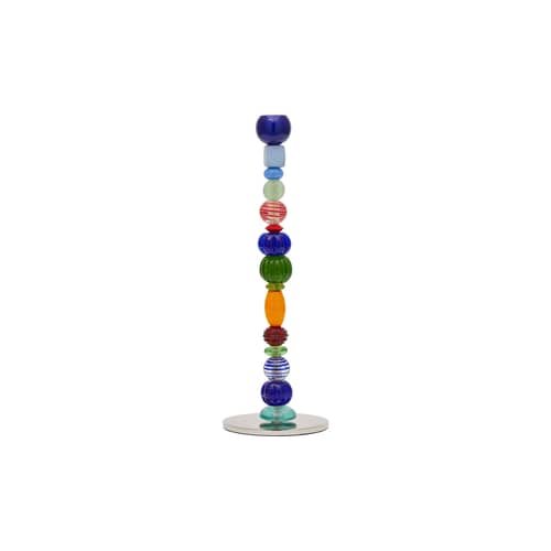 Portacandela Perles vetro multicolore / Piccolo - H 34 cm - Pols Potten - Multicolore - Acciaio inossidabile, Vetro riciclato
