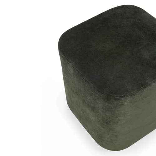 Pouf Cube tissu vert / Velours - Ethnicraft - Vert forêt - Mousse haute densité, Velours