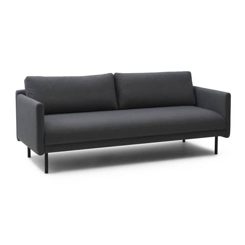Canapé droit Rar / 3 places - L 204,5 cm - Normann Copenhagen - Tissu Gris foncé - Acier, Bois, Mousse PU, Tissu