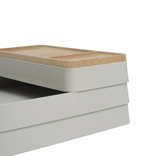Schreibtisch-Organizer Arrange n°1 plastikmaterial grau / 100% recyceltes Plastik & Kork - 3-teiliges, stapelbares Set - Muuto - Nr. 1 / Grau - 100 % recycelter Kunststoff, Kork