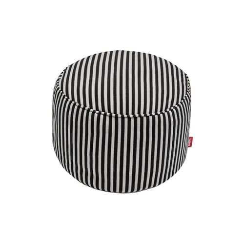 Sitzkissen Point Terry textil schwarz / Stoff Schwamm - Ø 50 cm - Fatboy - Schwarz / Creme -  Micro-billes EPS, Frotteestoff