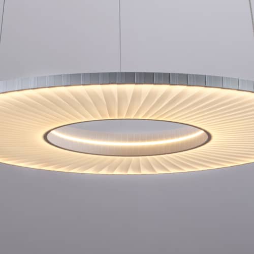 Sospensione Iris Horizontal tessuto bianco / LED - Ø 60 cm - Dix Heures Dix - Ø 60 cm / Tessuto Bianco - Alluminio, Tessuto acrilico plissettato