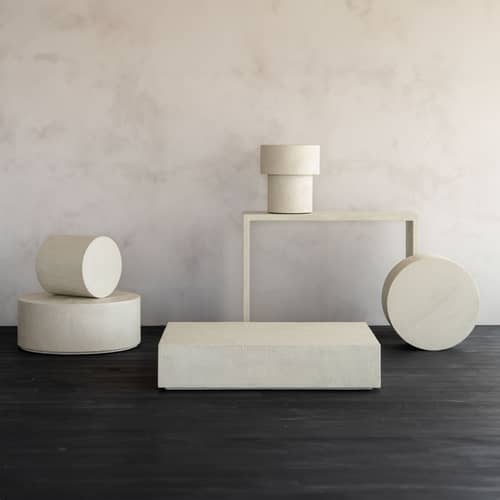 Table basse Elements / Ø 60 x H 37 cm - Microciment - Ethnicraft - Ø 60 cm / Blanc cassé - Microciment