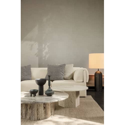 Table basse Epic pierre blanc / Travertin - Ø 80 cm - Gubi - Blanc neutre / Ø 80 cm - Travertin