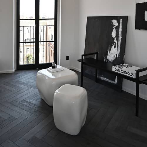 Table basse Ishi Medio / 50 x 50 x H 39 cm - 101 COPENHAGEN - Blanc cassé - Céramique émaillée