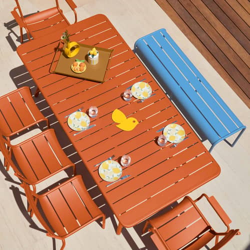 Table rectangulaire Luxembourg métal beige / 207 x 100 cm - 8 à 10 personnes - Fermob - Beige latte - Aluminium