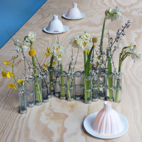 Vase d\'Avril Petit verre transparent / L 55 cm x H 10 cm - Tsé-Tsé - Small - L 55 x H 10 cm - Acier zingué, Verre soufflé