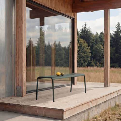 Banc Panorama métal vert / L 140 cm - TIPTOE - Vert Forêt - Acier thermolaqué