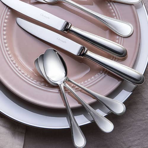 Besteck Set Perles metall / 5 Teile - Christofle - Stahl glänzend - polierter Stahl