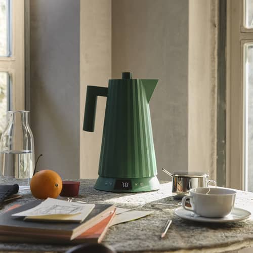Bouilloire électrique Plissé plastique vert / 1,7 L - Contrôle de la température / Seconde vie - Alessi - Vert - Résine thermoplastique