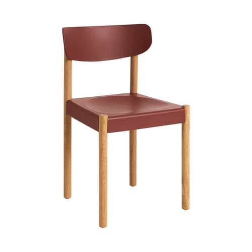 Chaise Pack 10 rouge / Polypropylène recyclé - Hay - Rouge / Chêne huilé - Chêne massif huilé, Fibre de bois, Polypropylène recyclé