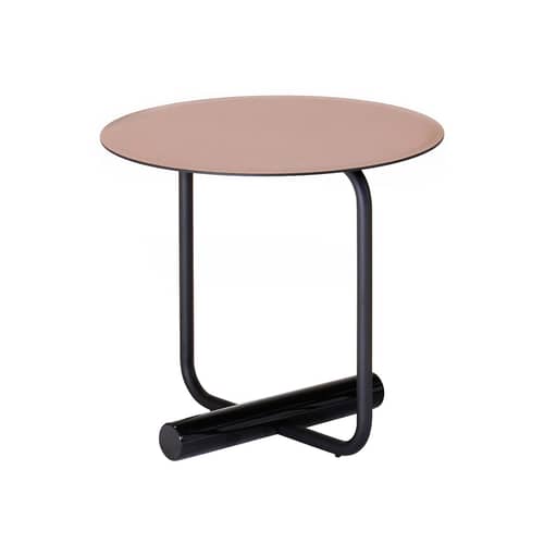Couchtisch ToTo leder braun / Ø 45 x H 42 cm - Sattelleder - Zanotta - Leder / Braun - lackierte Buche, Leder, Stahl