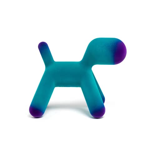 Décoration Puppy Small Floqué bleu / Effet velours - L 42 cm - Eero Aarnio, 2003 - Magis - Turquoise / Violet (floqué) - Polyéthylène floqué