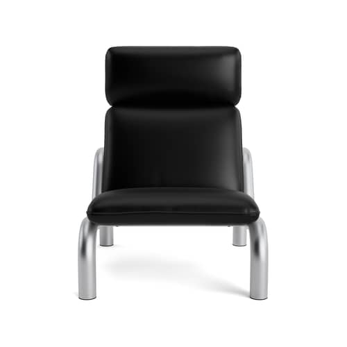 Gepolsterter Sessel Tube textil schwarz - Normann Copenhagen - Schwarz (Leder) - Leder, Schaumstoff, Stahl