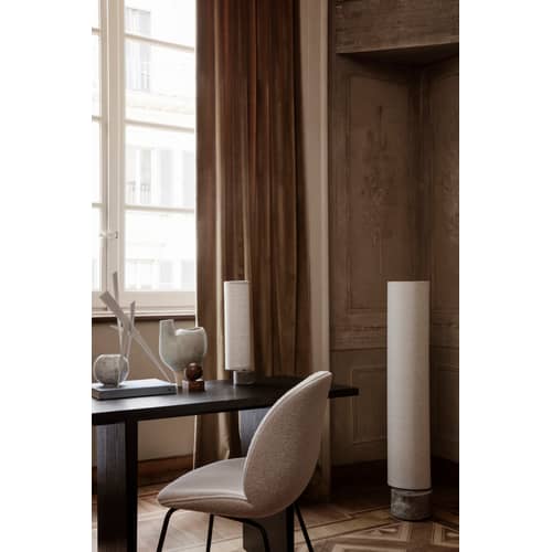 Lampadaire The Unbound LED / H 120 cm - Tissu & marbre / Pivotant - Gubi - Toile beige / Marbre gris - Marbre, Toile