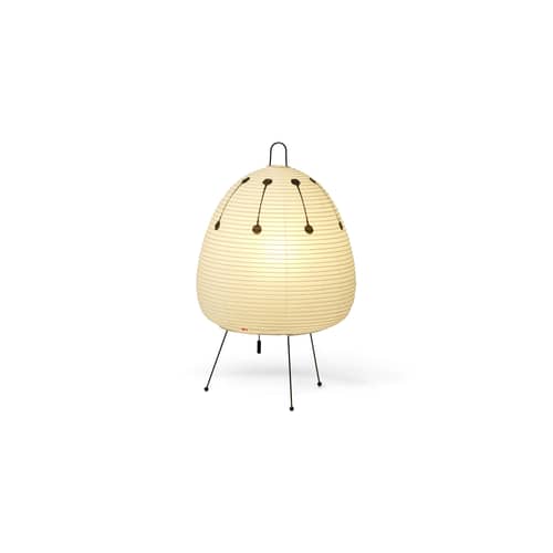 Lampe de table Akari 1AD papier beige /Isamu Noguchi, 1951 - Ø 25 x H 43 cm - Vitra - Beige / motif marron - Acier, Papier Washi