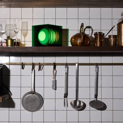 Lampe de table Lop Small Square plastique vert / Lauréat Archiproducts Design Award - BANG - Vert - Acrylique, Inox, Verre