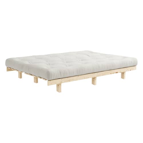 Divano convertibile Lean legno bianco / L 200 cm - KARUP - Naturale 701 / Pino - Espanso, Fibre riciclate miste, Pino massello certificato FSC, Tessuto
