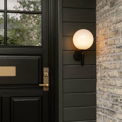 Applique d\'extérieur Miira OUTDOOR - NUURA - Blanc opalin / Noir - Mouth blown glass, Thermolacquered aluminium